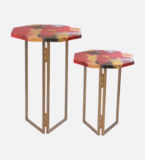 Rang Octagon Oblique Nesting Tables, Side Tables, Wooden Tables, Living Room Decor by A Tiny Mistake