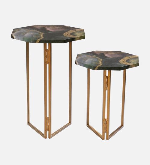 Genesis Octagon Oblique Nesting Tables, Side Tables, Wooden Tables, Living Room Decor by A Tiny Mistake