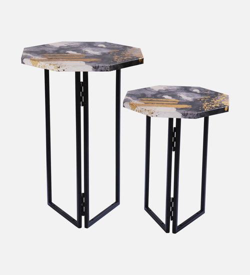 Monochromatic Octagon Oblique Nesting Tables, Side Tables, Wooden Tables, Living Room Decor by A Tiny Mistake