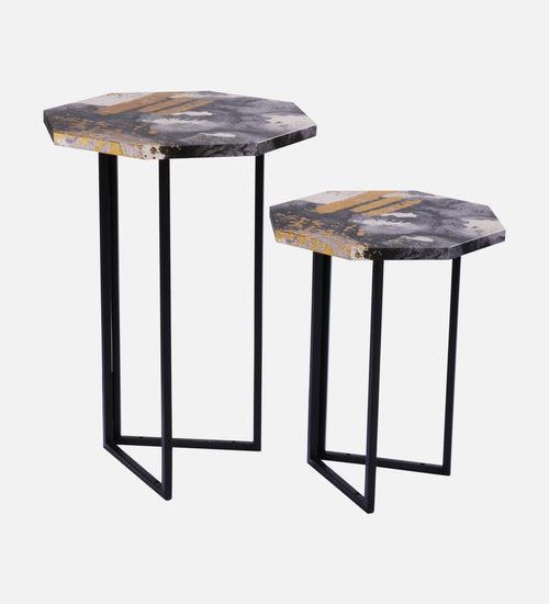 Monochromatic Octagon Oblique Nesting Tables, Side Tables, Wooden Tables, Living Room Decor by A Tiny Mistake