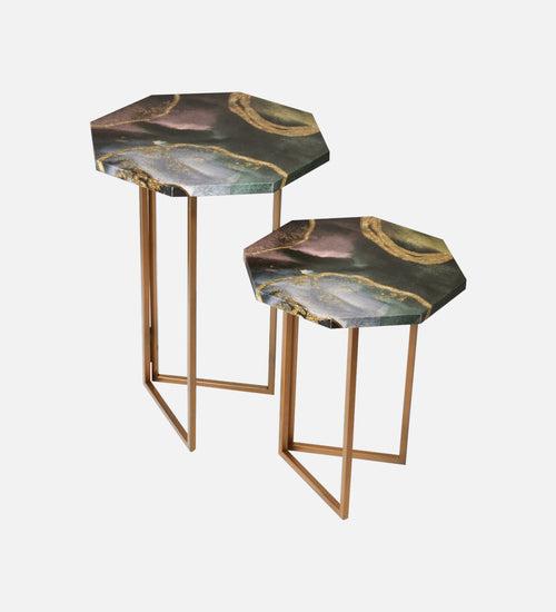 Genesis Octagon Oblique Nesting Tables, Side Tables, Wooden Tables, Living Room Decor by A Tiny Mistake