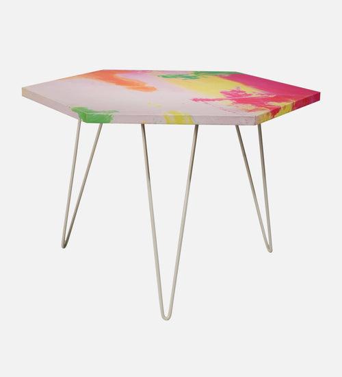 Neon Hexagon Small Coffee Tables, Wooden Tables, Coffee Tables, Center Tables, Living Room Decor by A Tiny Mistake