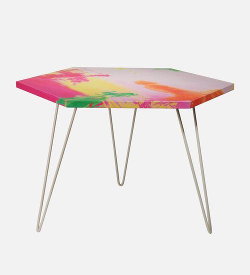 Neon Hexagon Small Coffee Tables, Wooden Tables, Coffee Tables, Center Tables, Living Room Decor by A Tiny Mistake