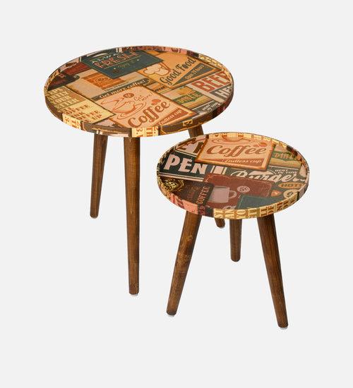 Crushing on Coffee Round Nesting Tables with Wooden Legs, Side Tables, Wooden Tables, Living Room Decor by A Tiny Mistake