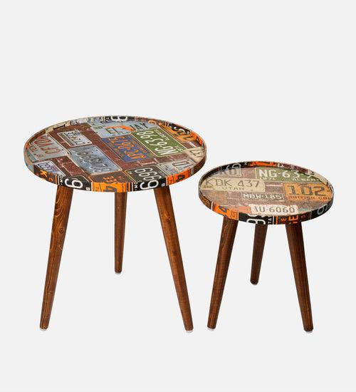 Muddy Miles Round Nesting Tables with Wooden Legs, Side Tables, Wooden Tables, Living Room Decor by A Tiny Mistake