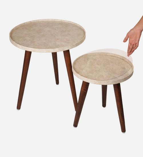 Ethereal Gold Round Nesting Tables with Wooden Legs, Side Tables, Wooden Tables, Living Room Decor by A Tiny Mistake