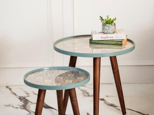 Vriksha Round Nesting Tables with Wooden Legs, Side Tables, Wooden Tables, Living Room Decor by A Tiny Mistake