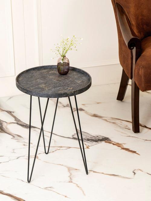 Transcendent Tinge Dark Blue Side Tables with Hairpin Legs, Wooden Tables, Living Room Decor by A Tiny Mistake