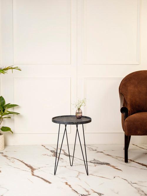 Transcendent Tinge Dark Blue Side Tables with Hairpin Legs, Wooden Tables, Living Room Decor by A Tiny Mistake