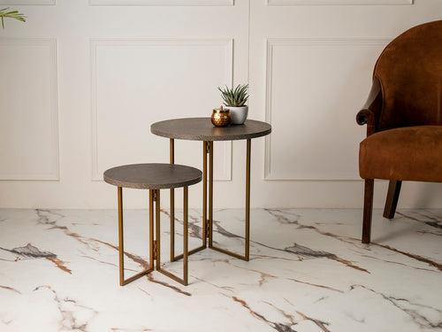 Twilight Round Oblique Nesting Tables, Side Tables, Wooden Tables, Living Room Decor by A Tiny Mistake