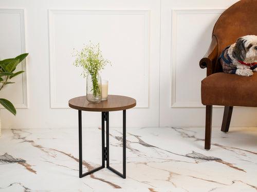 Walnut Hues Round Oblique Nesting Tables, Side Tables, Wooden Tables, Living Room Decor by A Tiny Mistake