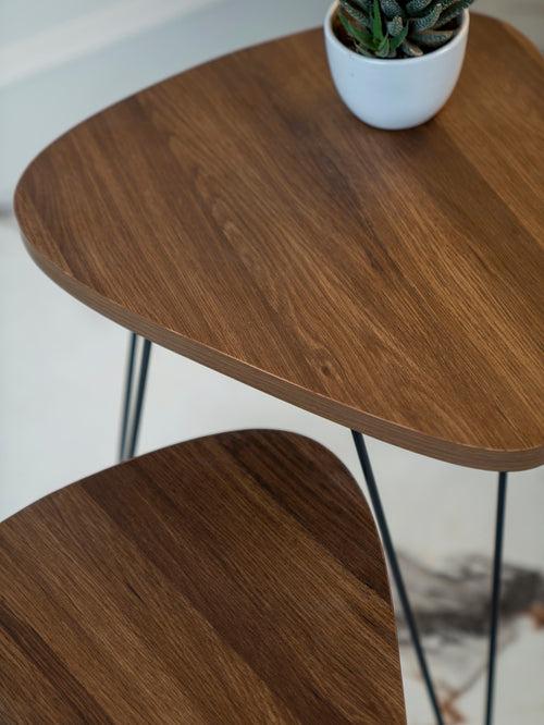 Walnut Hues Trinity Nesting Tables with Hairpin Legs, Side Tables, Wooden Tables, Living Room Decor by A Tiny Mistake