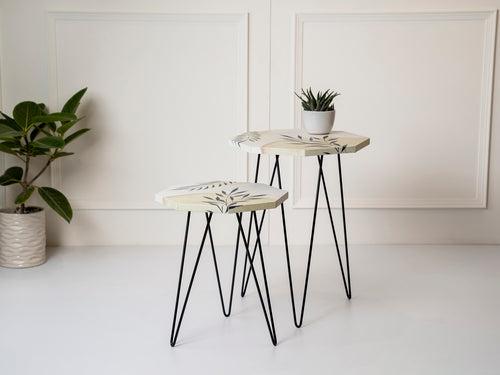 Desert Desire Octagon Nesting Tables with Hairpin Legs, Side Tables, Wooden Tables, Living Room Decor by A Tiny Mistake