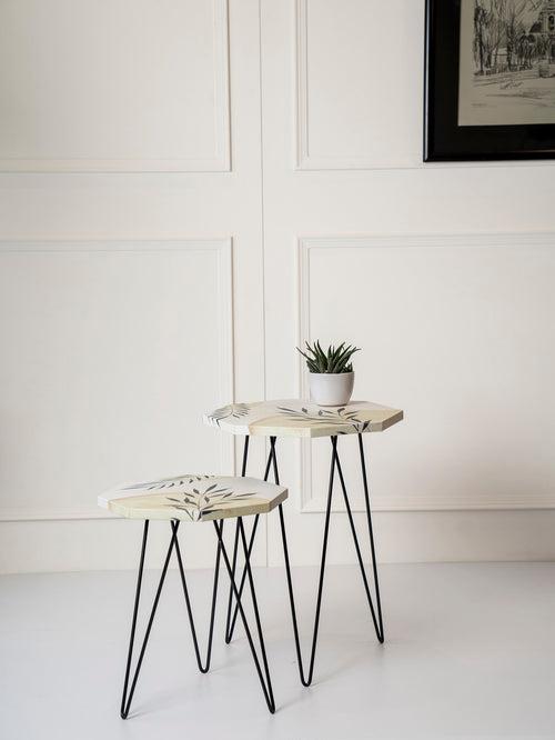 Desert Desire Octagon Nesting Tables with Hairpin Legs, Side Tables, Wooden Tables, Living Room Decor by A Tiny Mistake