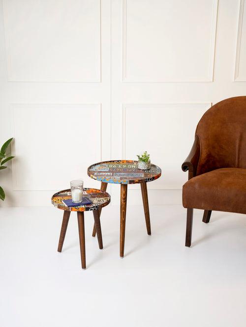 Muddy Miles Round Nesting Tables with Wooden Legs, Side Tables, Wooden Tables, Living Room Decor by A Tiny Mistake