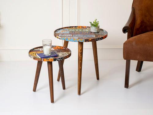 Muddy Miles Round Nesting Tables with Wooden Legs, Side Tables, Wooden Tables, Living Room Decor by A Tiny Mistake