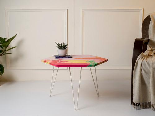 Neon Hexagon Small Coffee Tables, Wooden Tables, Coffee Tables, Center Tables, Living Room Decor by A Tiny Mistake