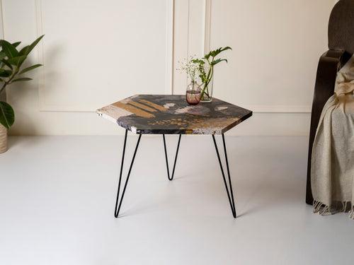 Monochromatic Hexagon Small Coffee Tables, Wooden Tables, Coffee Tables, Center Tables, Living Room Decor by A Tiny Mistake