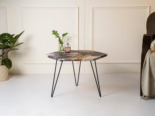 Monochromatic Hexagon Small Coffee Tables, Wooden Tables, Coffee Tables, Center Tables, Living Room Decor by A Tiny Mistake