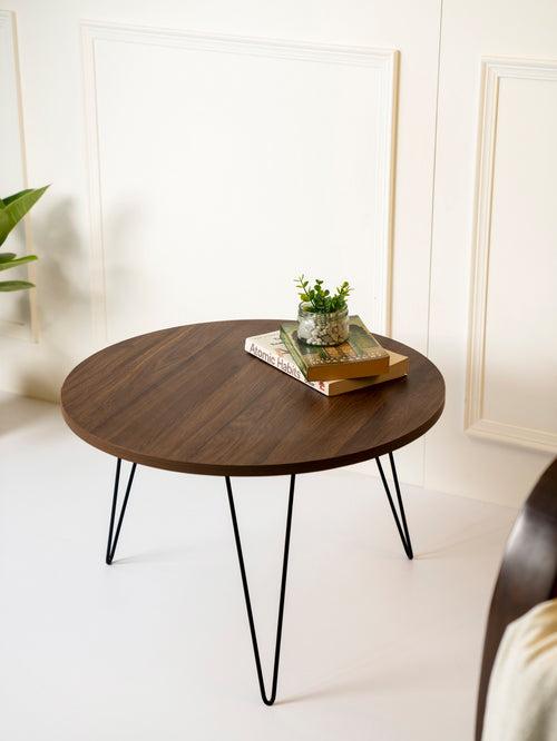 Walnut Hues Round Coffee Tables, Wooden Tables, Coffee Tables, Center Tables, Living Room Decor by A Tiny Mistake