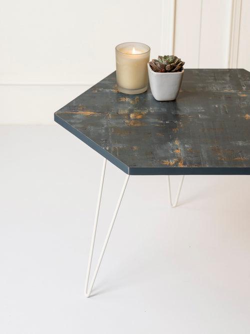 Bohemian Tint Hexagon Small Coffee Tables, Wooden Tables, Coffee Tables, Center Tables, Living Room Decor by A Tiny Mistake