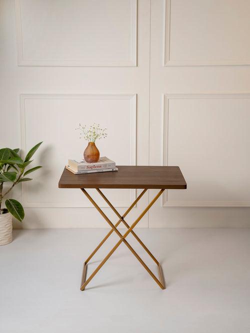 Walnut Hues Criss Cross Side Tables, Writing Tables, Wooden Tables, Kids Tables, End Tables Living Room Decor by A Tiny Mistake