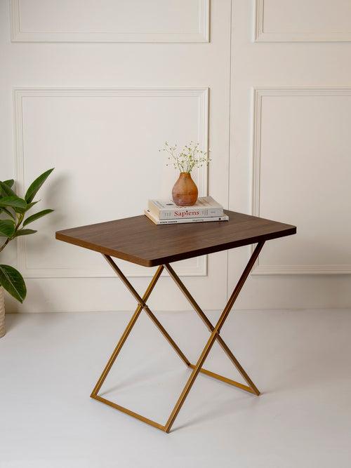 Walnut Hues Criss Cross Side Tables, Writing Tables, Wooden Tables, Kids Tables, End Tables Living Room Decor by A Tiny Mistake