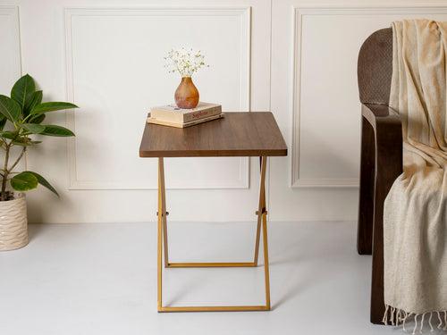 Walnut Hues Criss Cross Side Tables, Writing Tables, Wooden Tables, Kids Tables, End Tables Living Room Decor by A Tiny Mistake