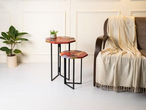 Rang Octagon Oblique Nesting Tables, Side Tables, Wooden Tables, Living Room Decor by A Tiny Mistake