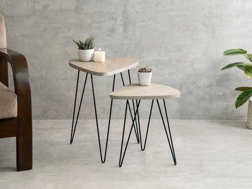 Pine Hues Trinity Nesting Tables with Hairpin Legs, Side Tables, Wooden Tables, Living Room Decor by A Tiny Mistake