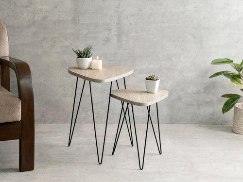 Pine Hues Trinity Nesting Tables with Hairpin Legs, Side Tables, Wooden Tables, Living Room Decor by A Tiny Mistake