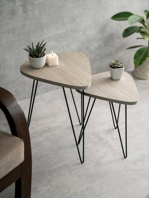 Pine Hues Trinity Nesting Tables with Hairpin Legs, Side Tables, Wooden Tables, Living Room Decor by A Tiny Mistake