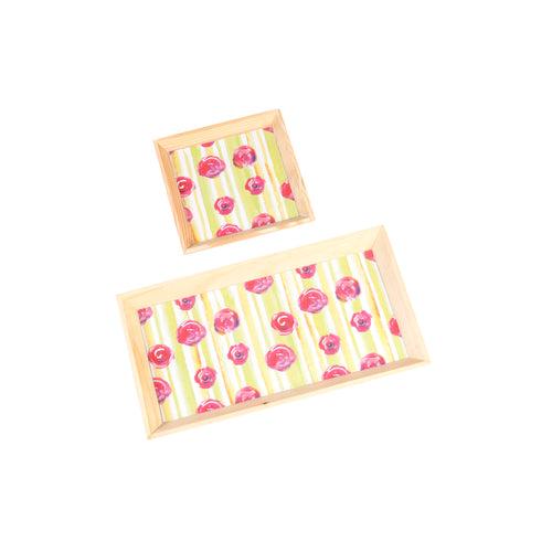 A Tiny Mistake Rose Garden Small Square Wooden Serving Tray, 18 x 18 x 2 cm