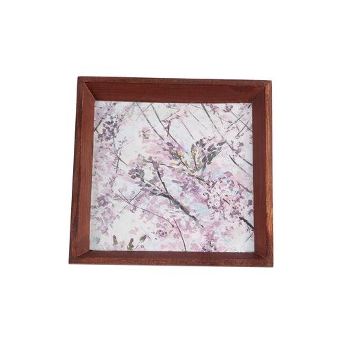 A Tiny Mistake Wisteria Small Square Wooden Serving Tray, 18 x 18 x 2 cm