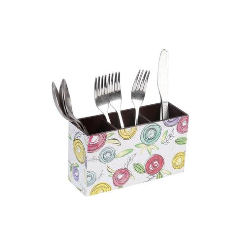 A Tiny Mistake Flora Wooden Cutlery Holder, 18 x 10 x 6.5 cm