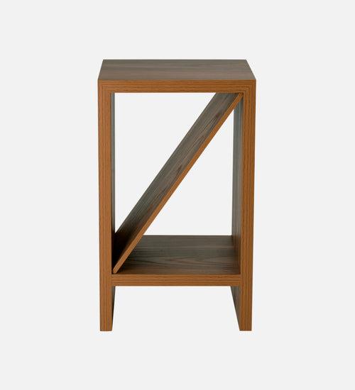 Teak Hues Bevel Mica Side Table, Small Storage and Decor, End Table, Living and Bedroom Decor