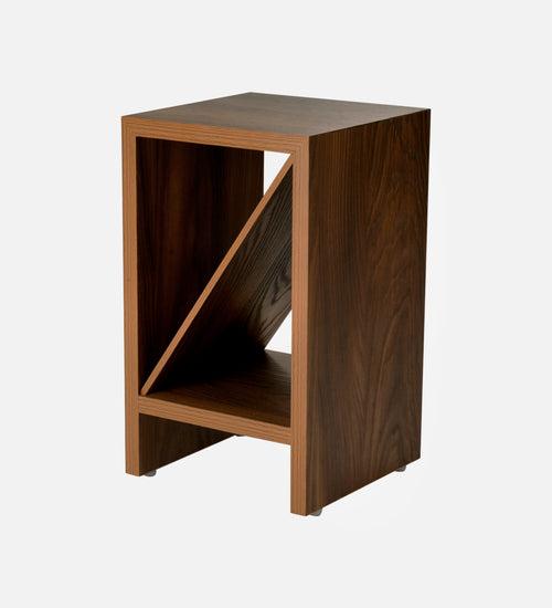 Teak Hues Bevel Mica Side Table, Small Storage and Decor, End Table, Living and Bedroom Decor