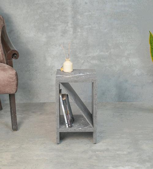 Thunderbolt Bevel Mica Side Table, Small Storage and Decor, End Table, Living and Bedroom Decor