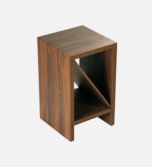 Walnut Hues Bevel Mica Side Table, Small Storage and Decor, End Table, Living and Bedroom Decor