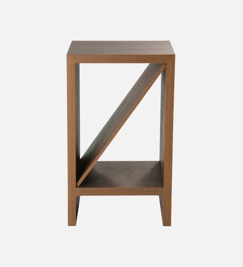 Walnut Hues Bevel Mica Side Table, Small Storage and Decor, End Table, Living and Bedroom Decor