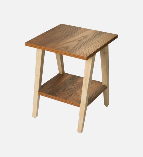 Teak Hues Trapezium Incline Table, Side Table, Wooden End Table, Living Room Decor