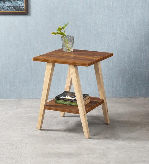 Teak Hues Trapezium Incline Table, Side Table, Wooden End Table, Living Room Decor