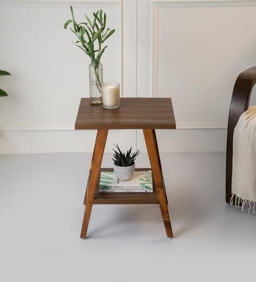 Walnut Hues Trapezium Incline Table, Side Table, Wooden End Table, Living Room Decor