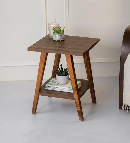 Walnut Hues Trapezium Incline Table, Side Table, Wooden End Table, Living Room Decor