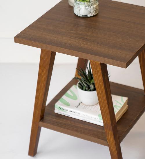 Walnut Hues Trapezium Incline Table, Side Table, Wooden End Table, Living Room Decor