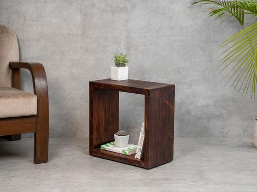 Walnut Tint Box Side Table, End Table, Living Room Decor