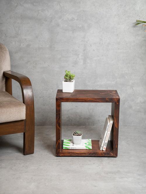 Walnut Tint Box Side Table, End Table, Living Room Decor