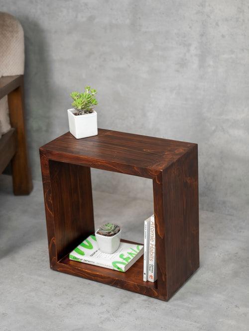 Walnut Tint Box Side Table, End Table, Living Room Decor