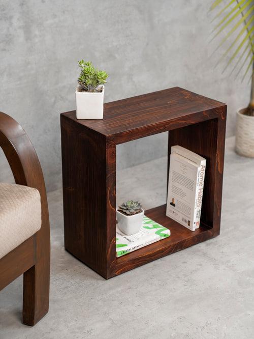 Walnut Tint Box Side Table, End Table, Living Room Decor