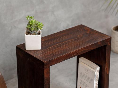 Walnut Tint Box Side Table, End Table, Living Room Decor